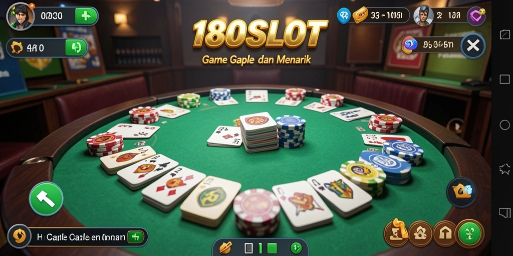 Tampilan menarik gameplay Gaple di aplikasi 180SLOT.