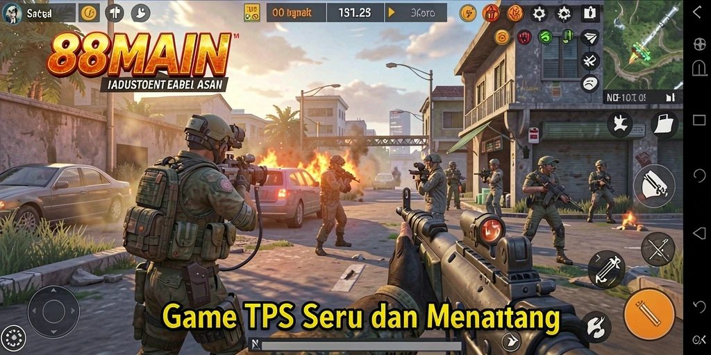 Tangkapan layar utama 88MAIN menunjukkan aksi menembak yang mendebarkan.