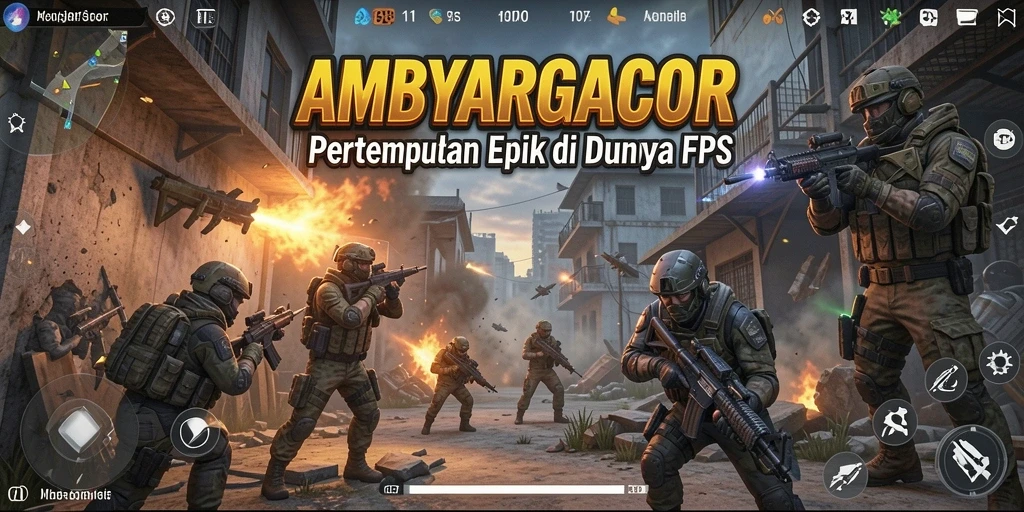 Gameplay AMBYARGACOR dengan aksi tembak-menembak yang mendebarkan.