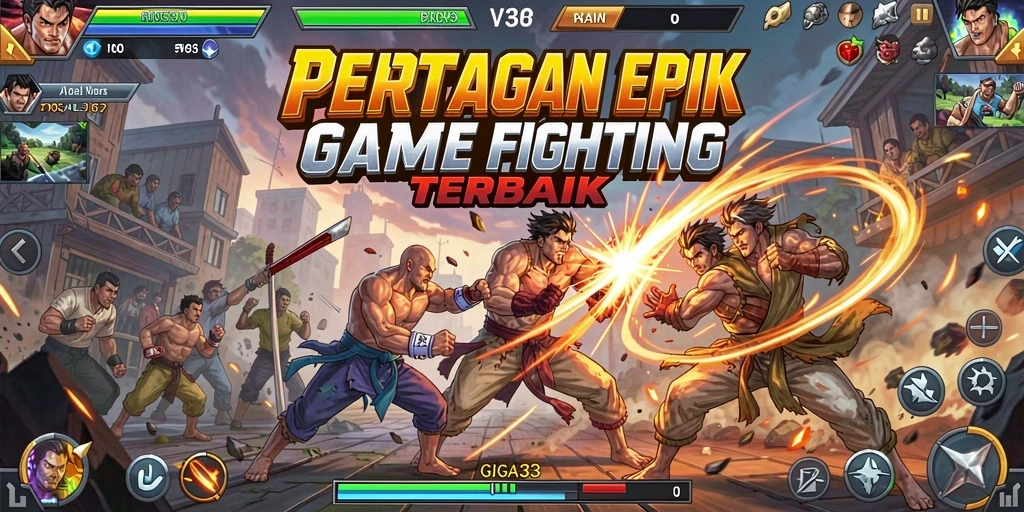 Tampilan menarik dari gameplay GIGA33 dengan efek pertarungan yang dinamis.