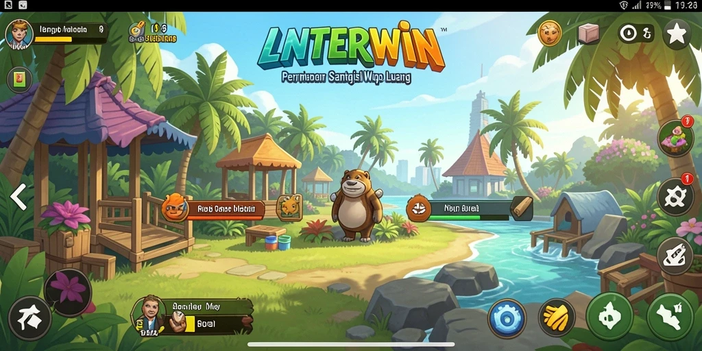 Screenshot utama LNTERWIN menampilkan gameplay yang menarik dan ceria.