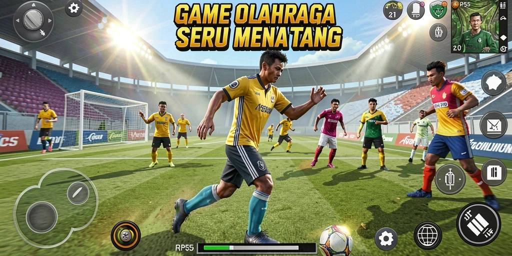 Gameplay RP55 yang menampilkan aksi olahraga seru dan kompetitif.