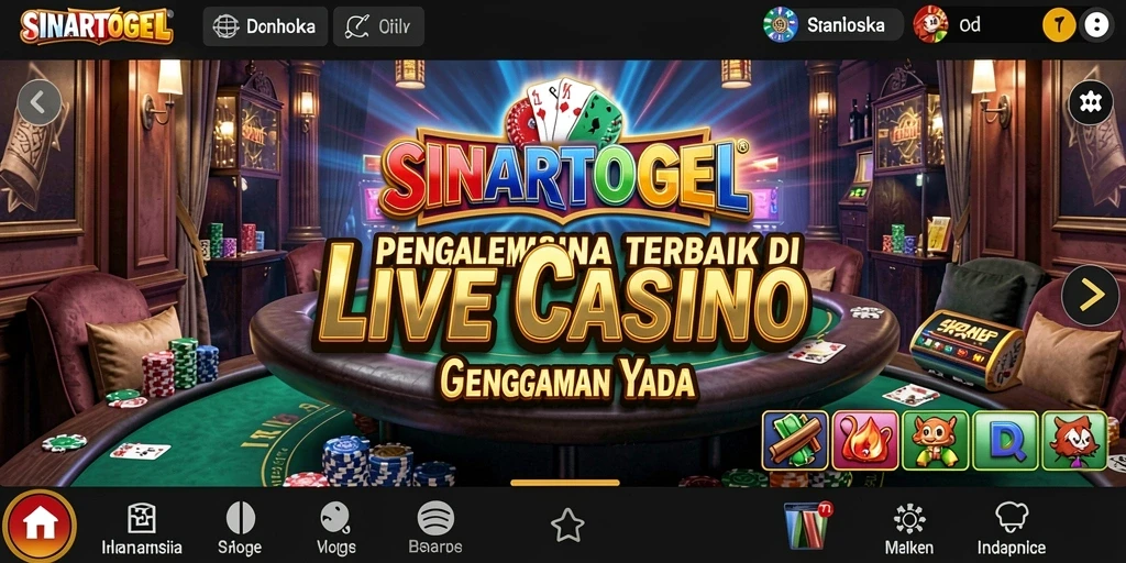 Screenshot gameplay SINARTOGEL menampilkan dealer langsung dan interaksi permainan yang seru.