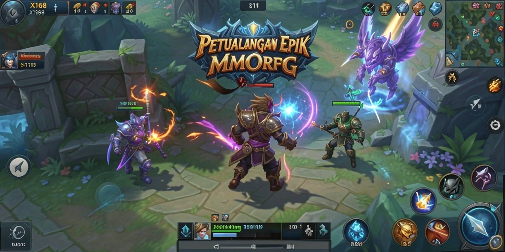 Tampilan gameplay X168 yang seru dan penuh aksi dalam dunia MMORPG.