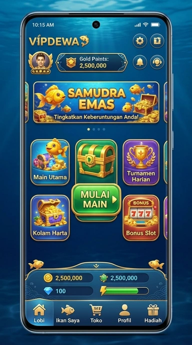 Antarmuka ramah pengguna dari aplikasi vipdewa yang memudahkan navigasi.